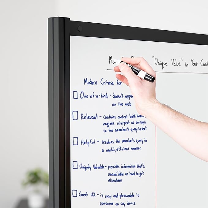 VIVO Modular Wall System, 2 PET and Whiteboard Panels, Professional Office Cubicle Dividers, Freestanding Privacy-Screen, 66 inches High, White and Light Gray, Black Frame, PP-MWS63B-WB