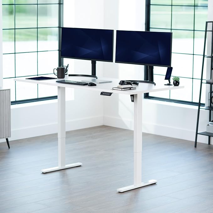 VIVO Electric 71 x 30 in Standing Desk, Memory Height Adjustment, 1B Series, Holds 220 lbs, White Top White Frame, DESK-KIT-1W7W