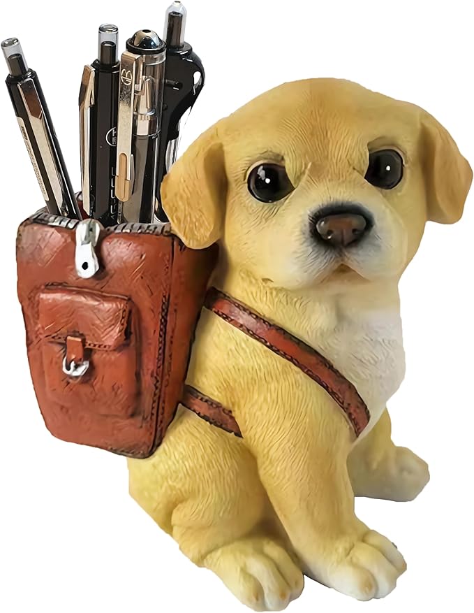 Dog Pen Holder for Desk Labrador Retriever Gifts for Men Women and Kids Unique Pen Pencil Holder Cup Funny Desktop Organizer for Home Office School Desk Decor (lemon-yellow)