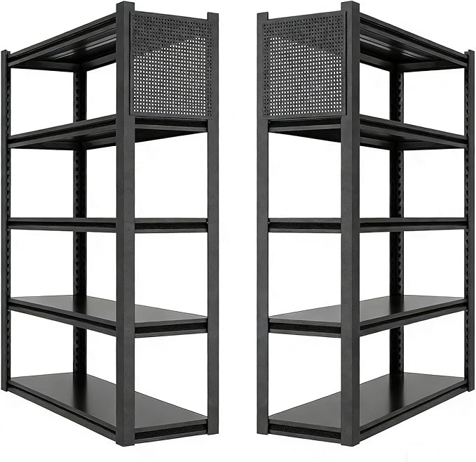 PLMFJQK 2 Sets Storage Shelves with Pegboard,72“*48" Wide 24”Heavy Duty Garage Shelving Units and Storage,Metal Shelving Adjustable Shelves,Garage Storage Rack,Industrial Utility Organization