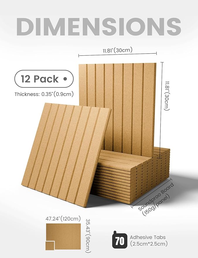 Large Felt Bulletin Board 48" x 36" Cork Board Alternative-12 Pack with 70 Safe Removable Adhesive Tabs, Cork Boards for Walls for Home Office Classroom Pin Board-Mustard Yellow