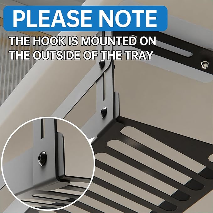 PAVSTINE Under Desk Cable Management Tray, 17 in Metal Cable Tray Basket for Wire Management, Power Strip Holder, Cord Organizer, Wire Tamer for Home/Office Desk Cable Hider Black, 2 Pack