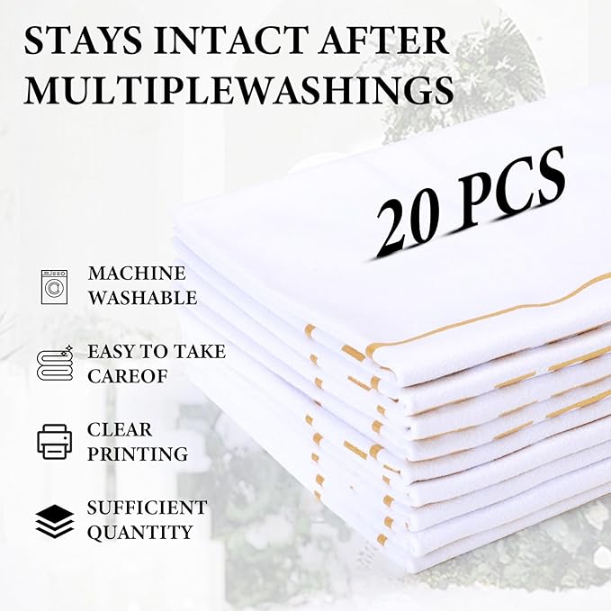 20 Pcs Reserved Chair Signs Cloth Church Placeholder Reserved Pew Signs Chair Reserved Seat Coverswith Printed Words For Weddings, Churches, Eceptions, Cinema,Celebrations, Parties and Events (White)
