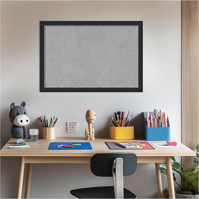 Amanti Art Black Framed Magnetic Board 18x26 Medium Vision Board for use with Magnets, 100% Metal Sheet to Display Items as Office Decor or for Home Organization in mudroom, Kitchen or Kids Room