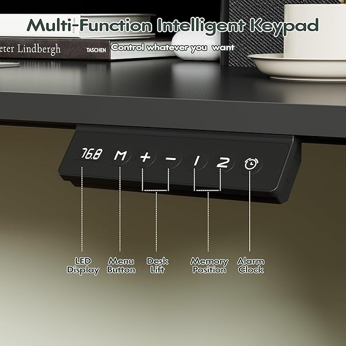 Homall Electric Standing Desk with 2 Drawers, Adjustable Height Computer Desk with Monitor Shelf Sit Stand Table with Splice Board Quick Install for Home Office (Black, 48 Inch)