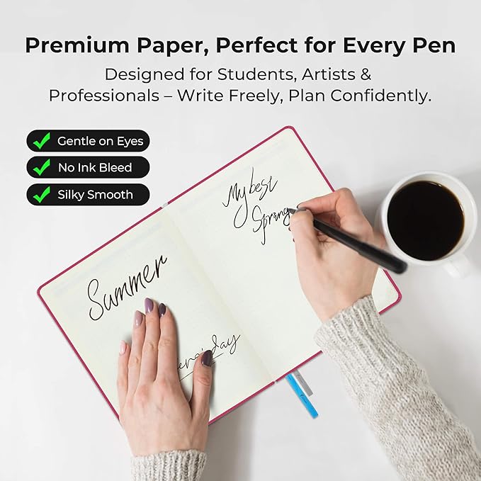 IN-LUXPRO Planner 2026 Daily Weekly and Monthly,6.5"x3.75",12 Months Spiral Bound Calendar Agenda with Self-adhesive Pen Holder,2026 Appointment Book with Vegan Leather Soft Cover,Rose Red