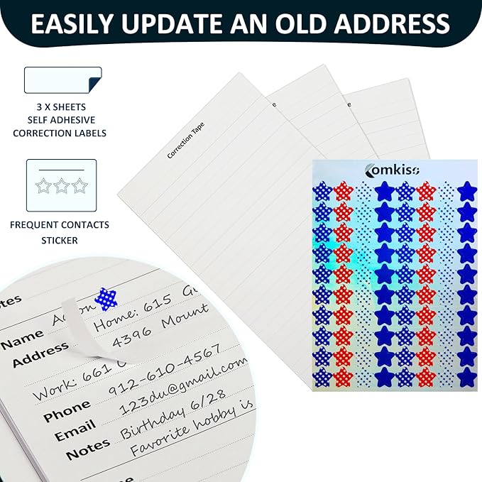Comkiso Address Book with Individual Alphabetical Tabs Laminated, Large Print Address Book with 468 Wide Lining Entry Spaces, Change of Address Labels, Hardcover Address Book 5.7 x 8.5" - Floral