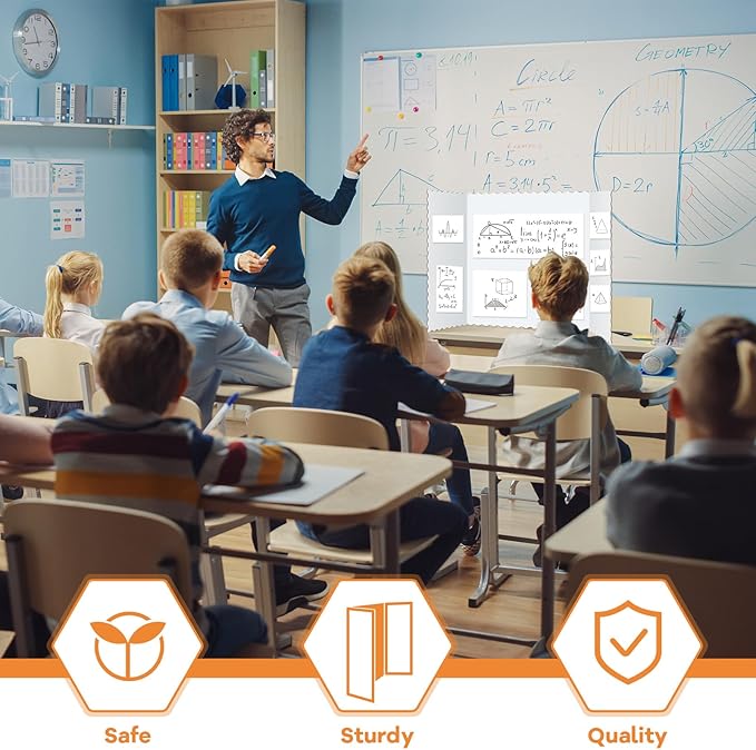 Henoyso 12 Pcs 22 x 38 Inch White Trifold Poster Board Large Tri Fold Presentation White Display Board Foldable Paperboard for Science Fair School Business Project Exhibition