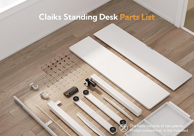 Claiks Standing Desk with Drawers, 48x24 Inch Electric Stand Up Desk, White Adjustable Height Sit Stand Computer Workstation, White
