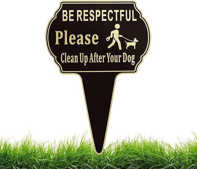 13.6"x9.6" Clean Up after Your Dog Signs Pick Up After Your dog sign with Integrated stake Double Side Printed- Be Respectful, No Dog Poop and Pee Stop Dogs from Pooping/Peeing On Your Lawn/Garden