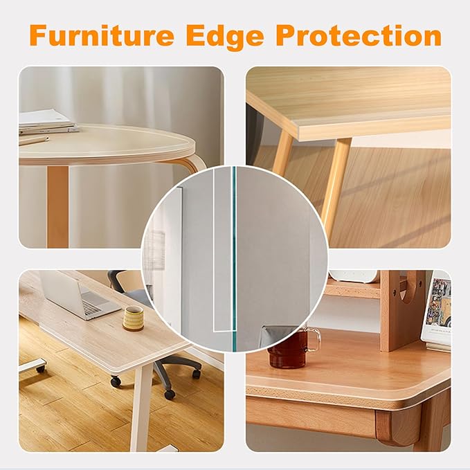 1.57 in x 6.6 FT,Clear Edge Protector Strip Sharp Edge Wrap Cover Tape,Self Adhesive Protective Bumper Guards for Cabinet Door Desk Glass Table Bed Furniture, Kitchen Countertop, Waterproof