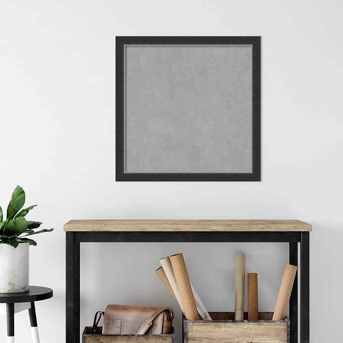 Amanti Art Black Framed Magnetic Board 27x27 Medium Vision Board for use with Magnets, 100% Metal Sheet to Display Items as Office Decor or for Home Organization in mudroom, Kitchen or Kids Room
