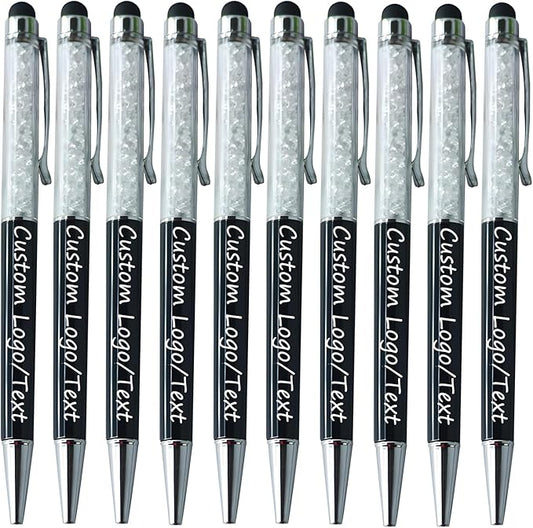 Yucold Customized Pens with Name/Logo - Touch Screen Stylus Ballpoint Pen, Perfect for Weddings, Business & Personalized Gifts (Black,100)