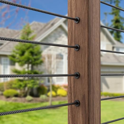 BLIKA 120 Pack Black Stainless Steel Protector Sleeves for 1/8" Deck Cable Railing, for Wood/Composite Posts, T316 Marine Grade, Black Cable Railing Protector Sleeves