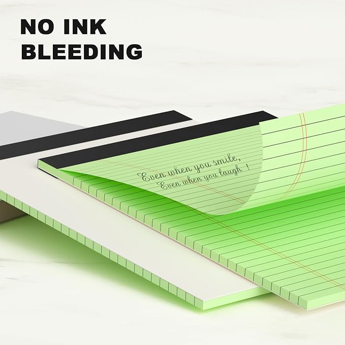 AILZFEI Colored Legal Pads 8.5 x 11 Note Pads 8.5x11 inch, Wide Ruled Clear Print Writing Pads 30 Sheets/Pad, 20lb Colored Paper, Perforated Notepad with Sturdy Back (4 Pads)