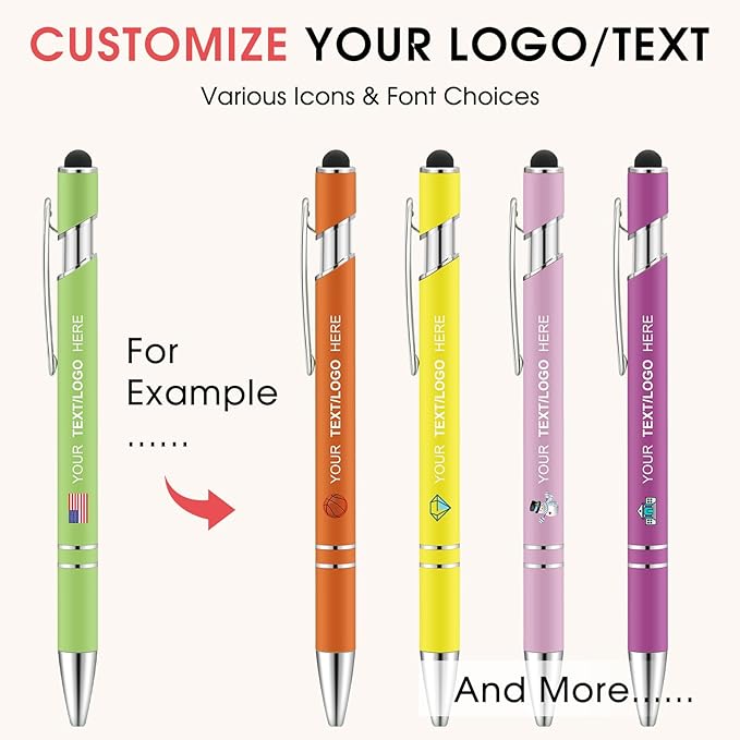 ENOMY Personalized Pens Bulk Free Engraved with Logo/Name/Message Black Ink Custom Pens Customized Stylus Ballpoint Pens Ideal Gifts for Business Anniversary (100)