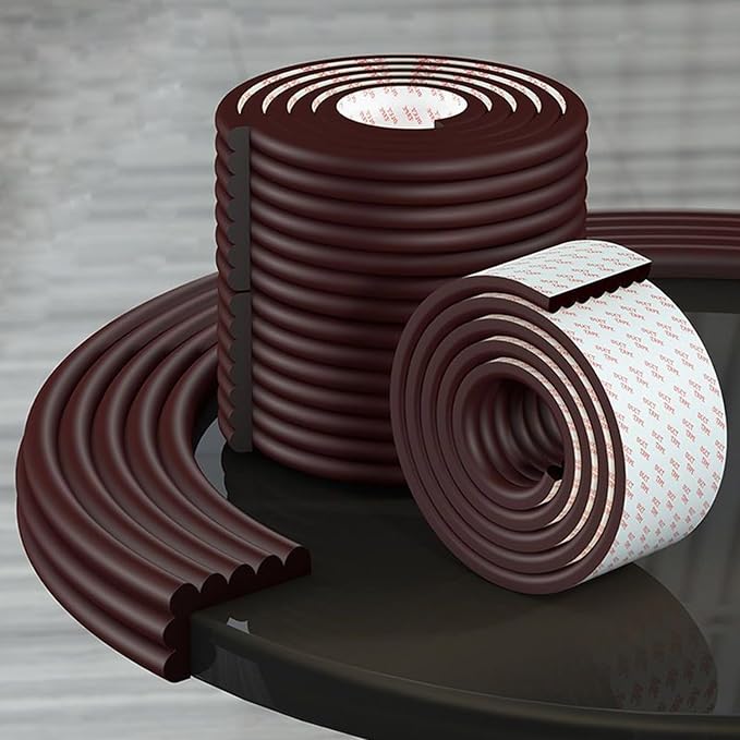 Soft Extra-Wide Edge Protector for Baby, 16.4ft Baby Proofing Edge Guards Padding Self-Adhesive Double Sided Tape, Safety Guards Proof Foam Padding for Sharp Edges, Table, Desk, Furniture Brown