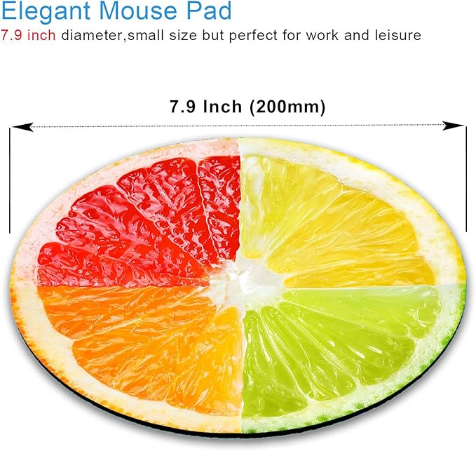 IMAYONDIA Lemon Mouse Pad,Round Tropical Fruit Mousepad,Citrus Fruit Mouse Pad Small For Desk,Food Mouse Mat,Funny Colorful Cute Mouse Pads,Non-Slip Rubber Round Gaming Mouse Pad,7.9 x 7.9 x 0.12 Inch