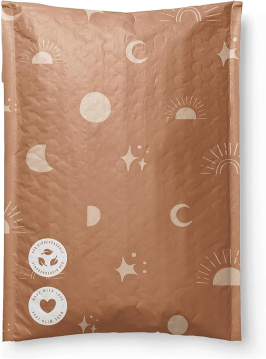 Bubble Mailers 8.5 x 12 Inch- 100 pack Biodegradable Shipping Bags for Clothes - Impack Self-Seal Protective Thick Mailing Envelope for Accessories & Clothing - Celestial Tan