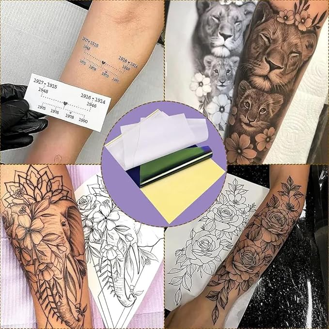 Tattoo Transfer Paper - Yuelong 30 Sheets Tattoo Stencil Paper Thermal Stencil Paper 4 Layers A4 Size DIY Tattoo Tracing Paper for Tattoo Transfer Kit Tattoo Supplies