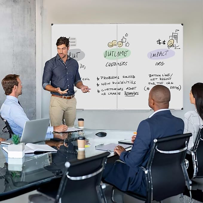 XBoard Magnetic Whiteboard 72 x 48 Inch | Giant Foldable Dry Erase White Board for Wall with Marker Tray 6' x 4' | Extra Large Aluminum Frame Folding Message Presentation Board