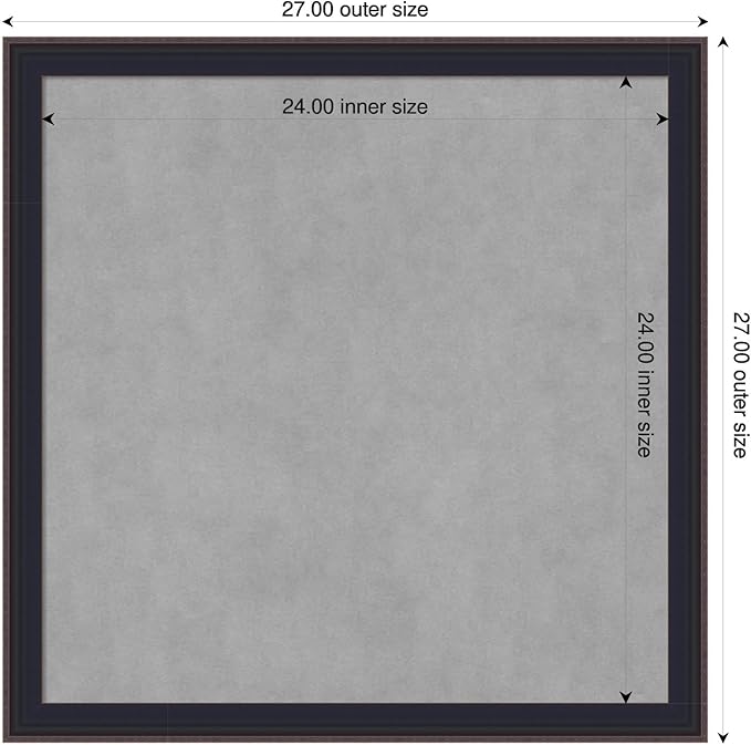 Amanti Art Black Framed Magnetic Board 27x27 Medium Vision Board for use with Magnets, 100% Metal Sheet to Display Items as Office Decor or for Home Organization in mudroom, Kitchen or Kids Room
