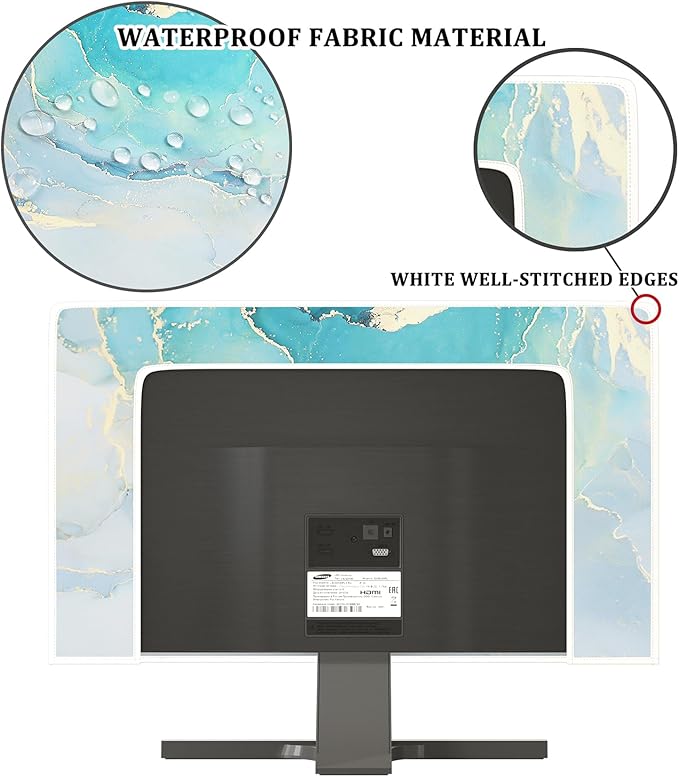 Baocicco Blue Green Marble TV Display Screen Cover 80 Inch Creative Anti-Static Dustproof Monitor Accessories Laptop LCD Cover Modern Screen Television Decoration for LED LCD OLED TVs