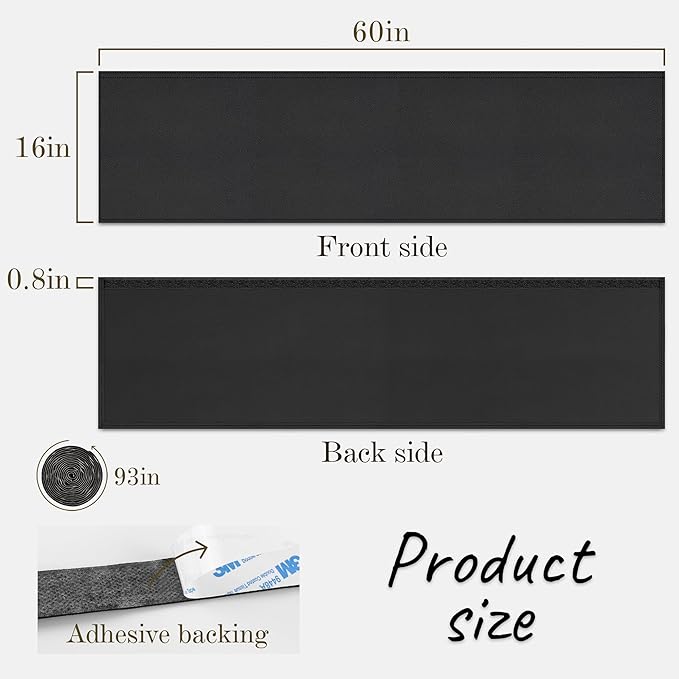 EcoBrisa Under Desk Privacy Panel Self-Adhesive Modesty Panel Stand Up Desk Modesty Panel for Home Office or Standing Workstation, Black (60" Black)