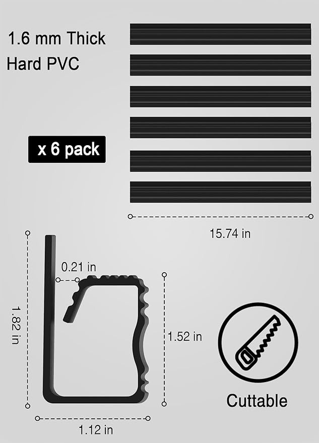 Under Desk Cable Management - Adhesive Cable Organizer for Home & Office, No-Drill Cord Management System, J Channel Cable Raceway for Desk, 6 Pack