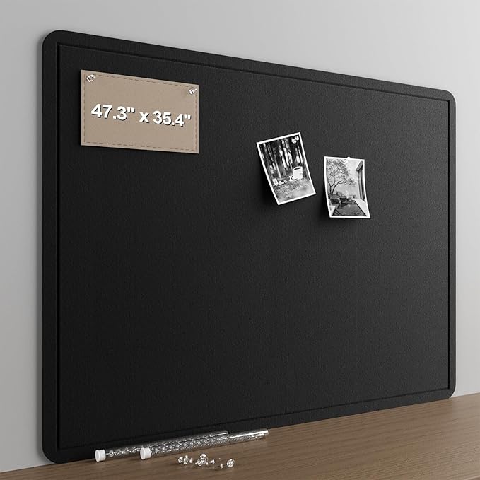 Large Felt Bulletin Board for Wall, 48"x36" Frameless Picture Board, Soft Felt Cork Board for Office, Home Planning & Office Wall Decor, Easy Install Pin Board
