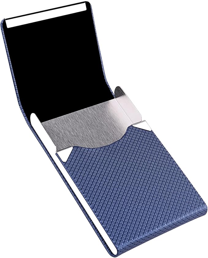 DMFLY Business Card Holder for Women & Men - Multi Card Case, Business & Pocket Card Holder, Credit & Name Card Wallet with Magnetic Closure, Blue-zs