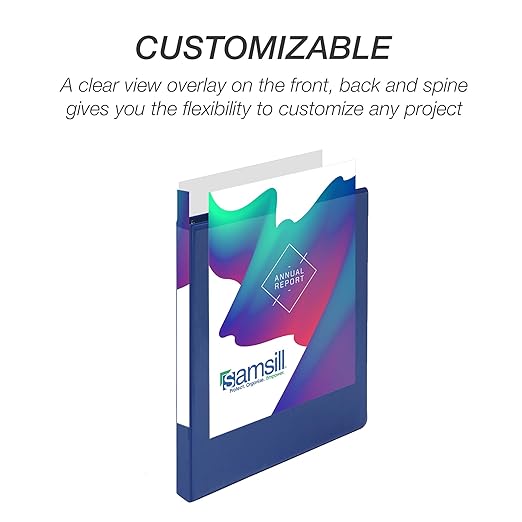 Samsill 0.5 Inch 3 Ring Binders, Made in USA, Economy Round Ring, Clear View Cover, 100 Sheet Capacity - for School, Home, Office - Blue, 12 Pack