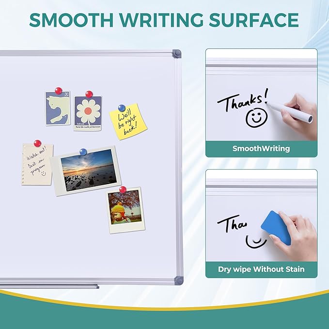 60"x 36" Large Magnetic Whiteboard for Wall - Anti-Ghosting Dry Erase Board for Office Collaboration, Classroom Teaching & Agile Management - Silver Aluminum Frame