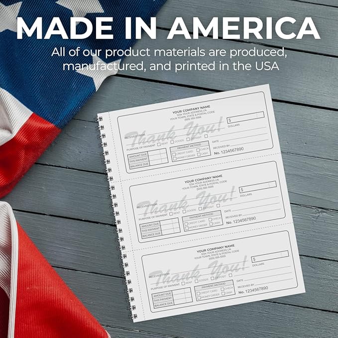 Custom 8.5" x 7" (3 Per Page) Carbonless NCR Books in 3-Part Triplicate Invoices, Receipts, Work Orders, Sales Orders, Purchase Orders, Estimates, Quote Forms with Your Company/Business Name (96 Sets)