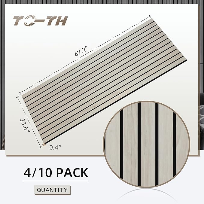 TO-TH Wood-Look Acoustic Panel, 4 Pack 47.2” x 23.6” Soundproof Wall Panels, Decorative Sound Absorbers Large Acoustic Panels for Home, Office, Basement, Natural Oak
