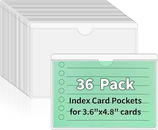 NIUBIER Storage Bin Labels, 36 Pack 3x4.5 Index Card Holder, Clear Adhesive Pockets, Removable Tote Labels Stickers for Packing Moving Box & Containers, Easy Peel Off