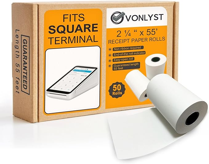 Vonlyst Receipt Paper Roll for Square Terminal Credit Card Machine (50 rolls)