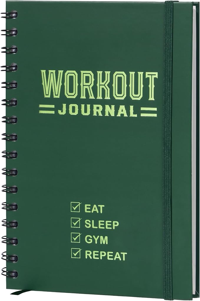 Nextnoid Hardcover Fitness Journal Workout Planner for Men & Women - A5 Sturdy Workout Log Book to Track Gym & Home Workouts - Dark Green