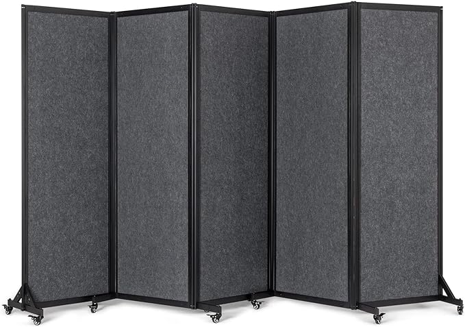 Strongbird Office Divider,Room Partition, Privacy Partition Separator,Portable Commercial Screen Dividers,Classroom School Dividers,10'6"W x 6'7"H,5 Panel,Grey