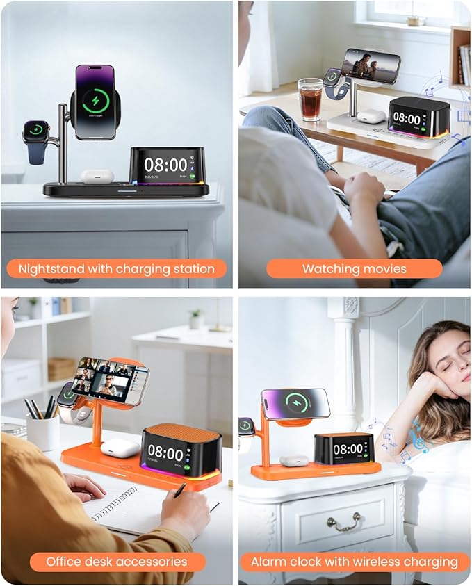 BLACKPAI 6-in-1 Wireless Charging Station for Multiple Apple Devices (Orange)