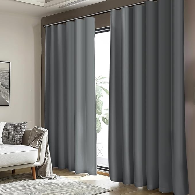 Cbsroro Room Divider Blackout Curtain Track Curtains Wall Dividers Panels Screen for Living Rooms Bedroom Office Privacy Partition Separation, W100 × L84 Inch,1 Panel, Light Grey