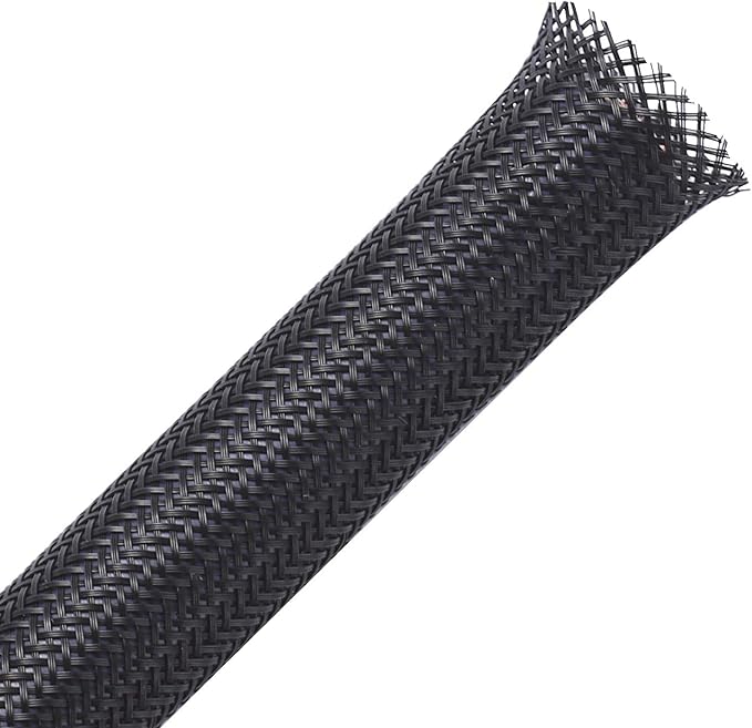 25ft - 1/2 inch PET Expandable Braided Sleeving – Black – Alex Tech Braided Cable Sleeve