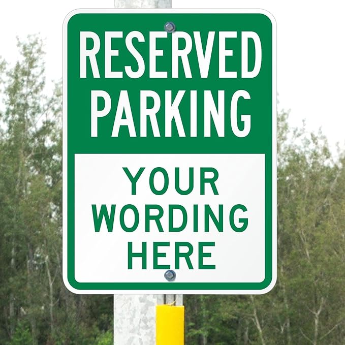 SmartSign 24 x 18 inch Custom “Reserved Parking” Metal Sign - Add Text, 80 mil Aluminum, 3M Laminated Engineer Grade Reflective Material, Green and White, Made in USA