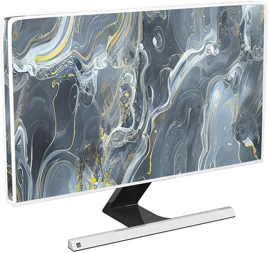 Baocicco Gray Gold Marble Waterproof 80 Inch TV Dust Cover Anti-Static Dustproof Protective Aesthetic Texture Screen TV Covers Full Body Cover for Television Screen Desktop PC LED LCD OLED