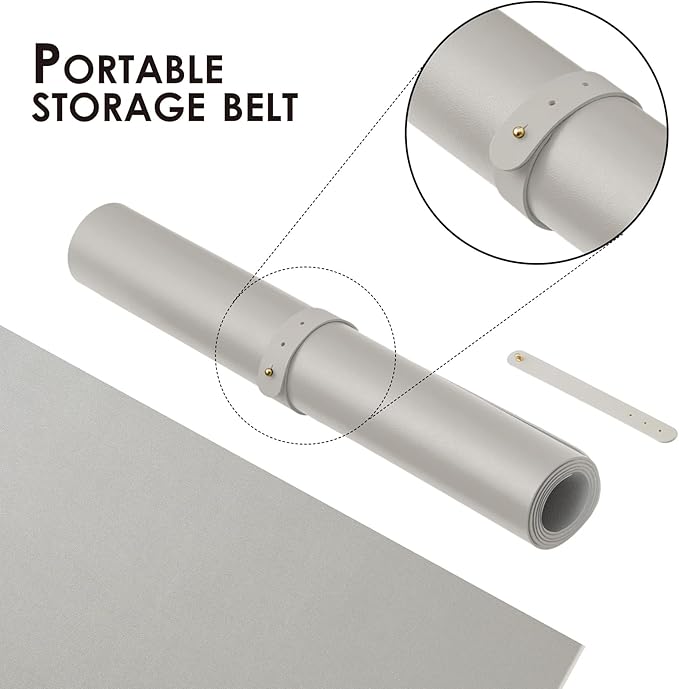 Leather Desk Mat - Non-Slip PU Desk Pad for Office and Home - Desk Organization and Accessories - Ideal for Large Mouse Pad and Desk Mats on Top of Desks (Silver,36"x 17")