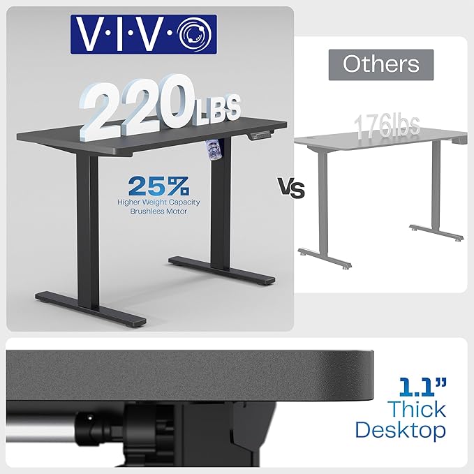VIVO Electric 43 x 24 in Standing Desk, Memory Height Adjustment, 1B Series, Holds 220 lbs, One-Piece Reclaimed Wood Top, Black Frame, DESK-KIT-1B4P