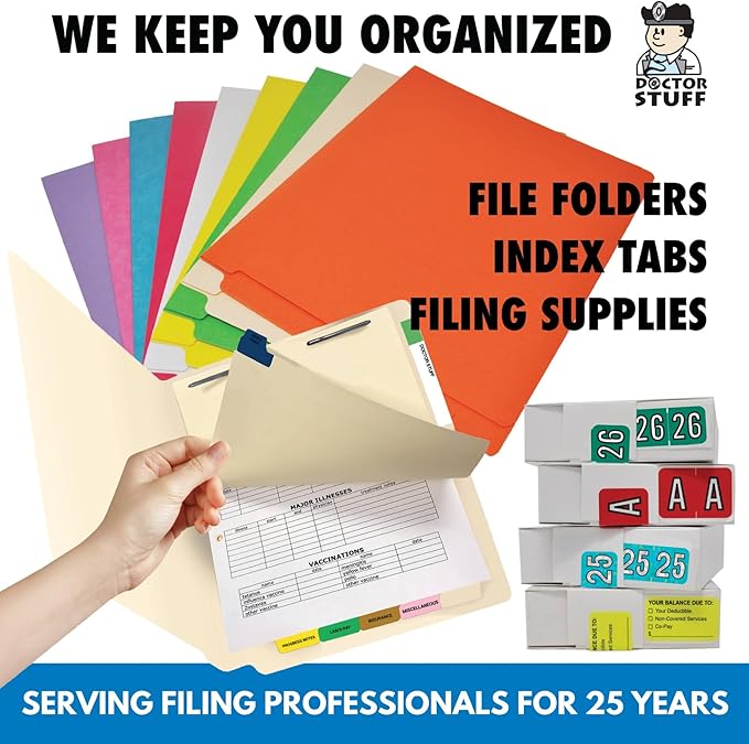 2026 Year Stickers, Doctor Stuff 2026 Chart Stickers, Safeguard Style Ringbook Sheets, Green Color Coded, USA Made Year Labels for End Tab File Folders, 270/Package, 3/4" x 1-1/2"