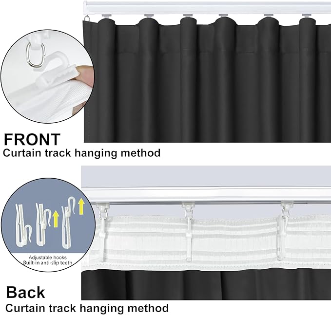 Cbsroro Room Divider Blackout Curtain Track Curtains Wall Dividers Panels Screen for Living Rooms Bedroom Office Privacy Partition Separation, W150 × L84 Inch,1 Panel, Black
