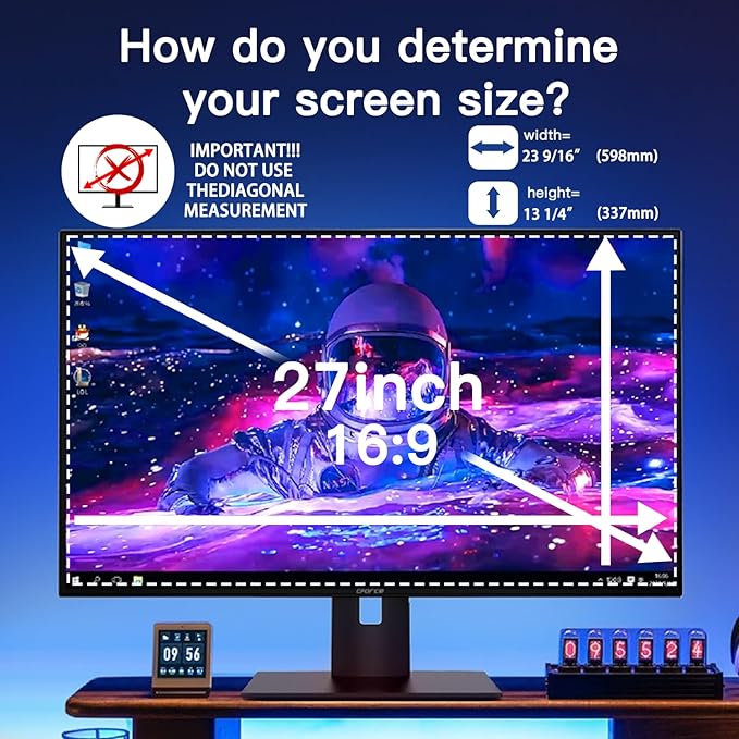 2 Pack Magnetic Hanging Computer Privacy Screen 27 Inch for 16:9 Widescreen Monitor, Removable Privacy Screen Anti Glare Blue Light Computer Screen Privacy Shield, Anti-Scratch 27 in Protector Film