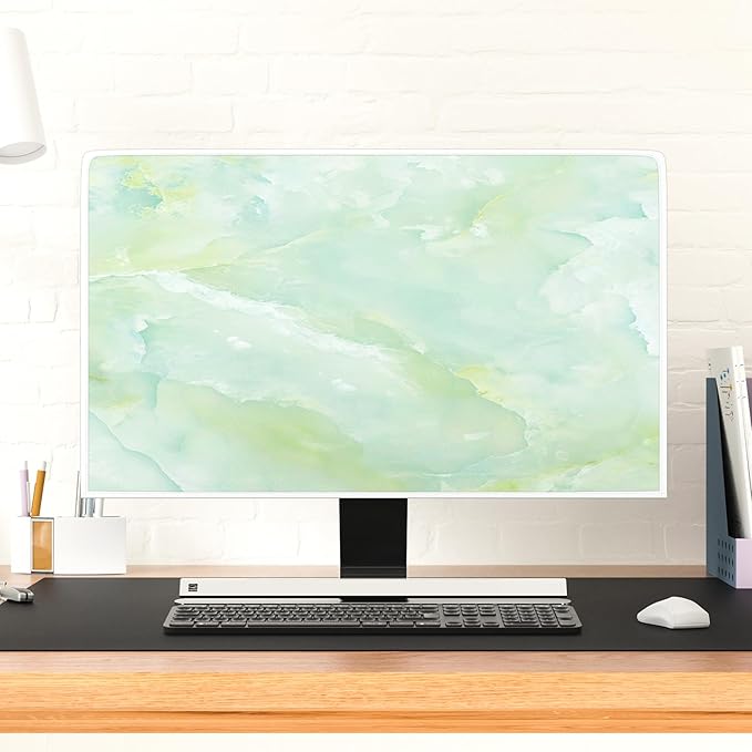 Baocicco Sage Green Marble Waterproof 32 Inch Anti-Static Dustproof LCD/LED/HD Abstract Creative Desige Television Accessories Laptop TV LCD Screen Texture TV Decoration for Tablet